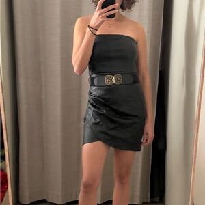 Shinestar Black Strapless Dress with Belt